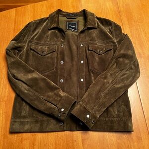 Todd Snyder Italian Suede Snap Dylan Jacket in Olive